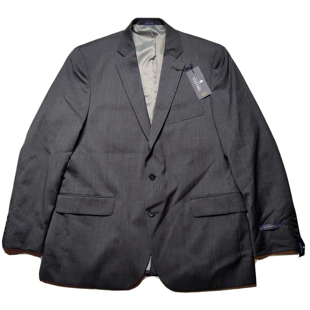 STAFFORD SUIT SEPARATES Men 44R Classic Charcoal Gab 100%‎ Wool Suit Jacket NEW